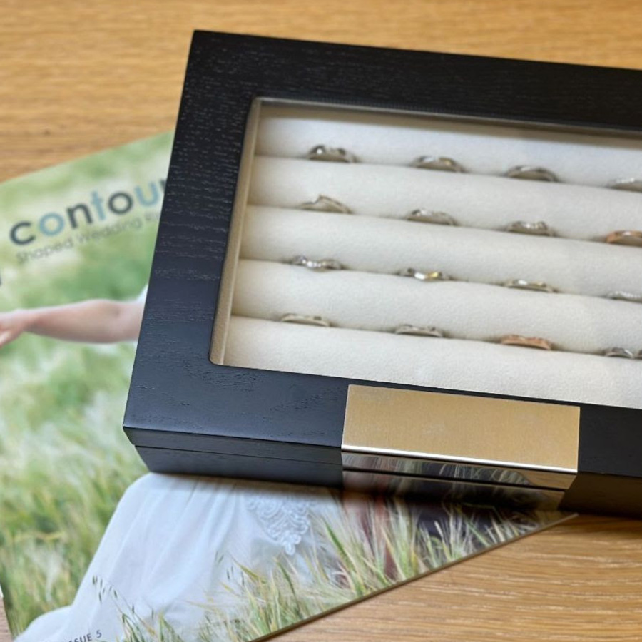 Contour wedding ring collection box by Prism Design.
