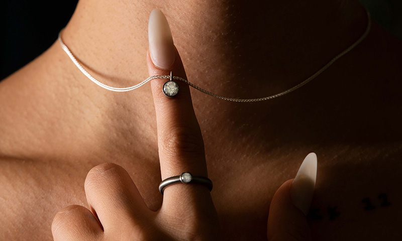 Gem set Ti2 Titanium jewellery by Prism Design Ltd.